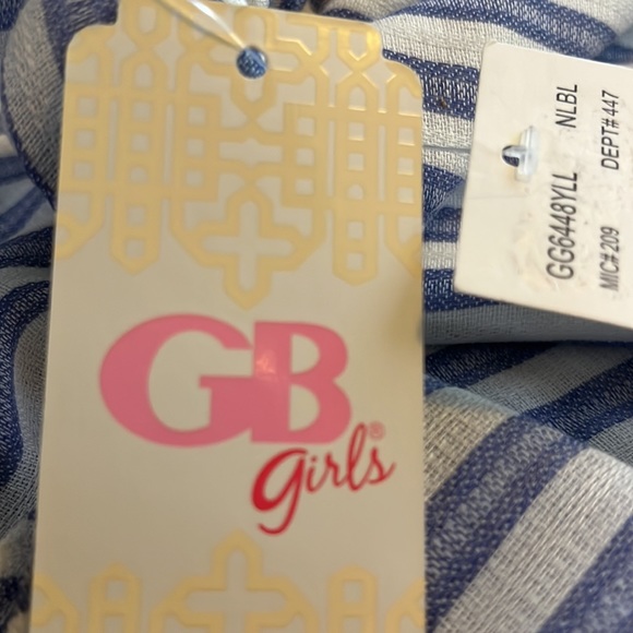 Gianni Bini Girls mock wrap skirt, blue/white striped XL - Picture 6 of 8